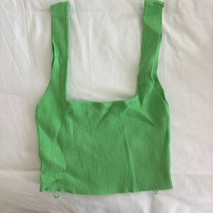 Zara Vibrant Green Ribbed Crop Top